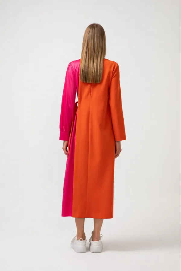 KONTRAST RENKLİ ELBİSE