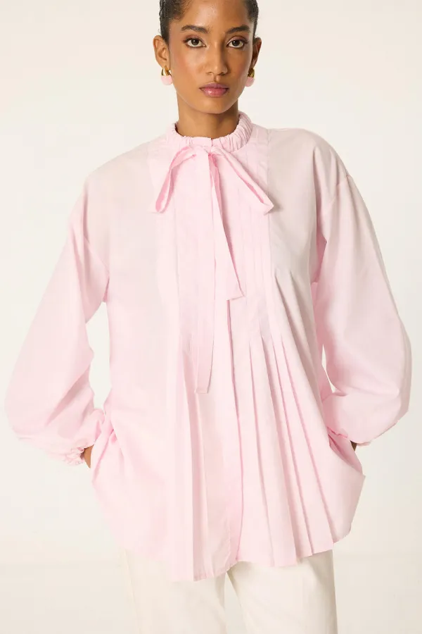 FRONT PLEATED POPLIN SHIRT FRONT PLEATED POPLIN SHIRT