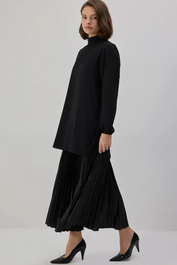 STAND COLLAR CREPE TUNIC