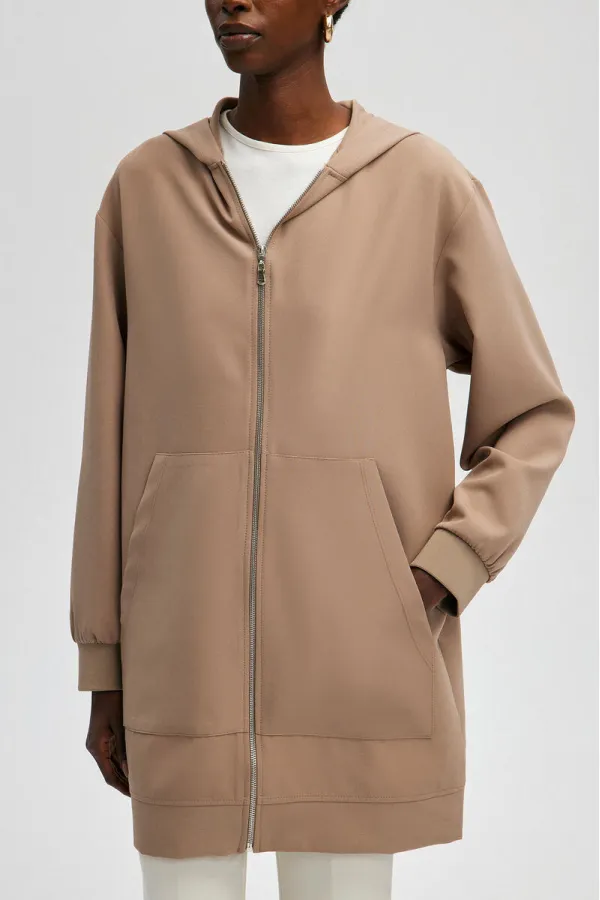 THIN CREPE JACKET WITH ZIPPER THIN CREPE JACKET WITH ZIPPER
