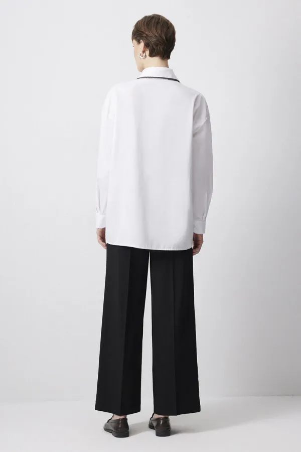 BİYE DETAYLI SATEN GÖMLEK