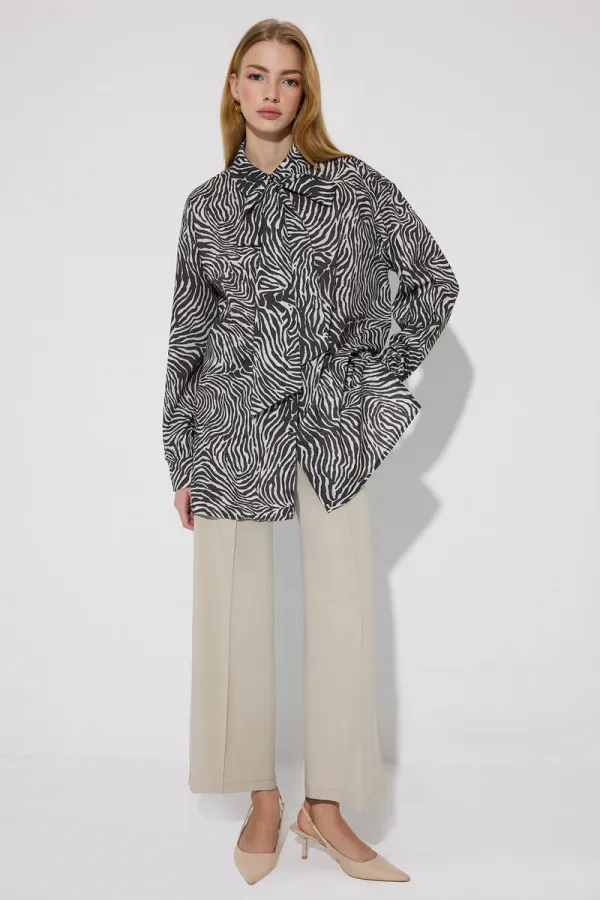 ZEBRA DESEN SATEN GÖMLEK