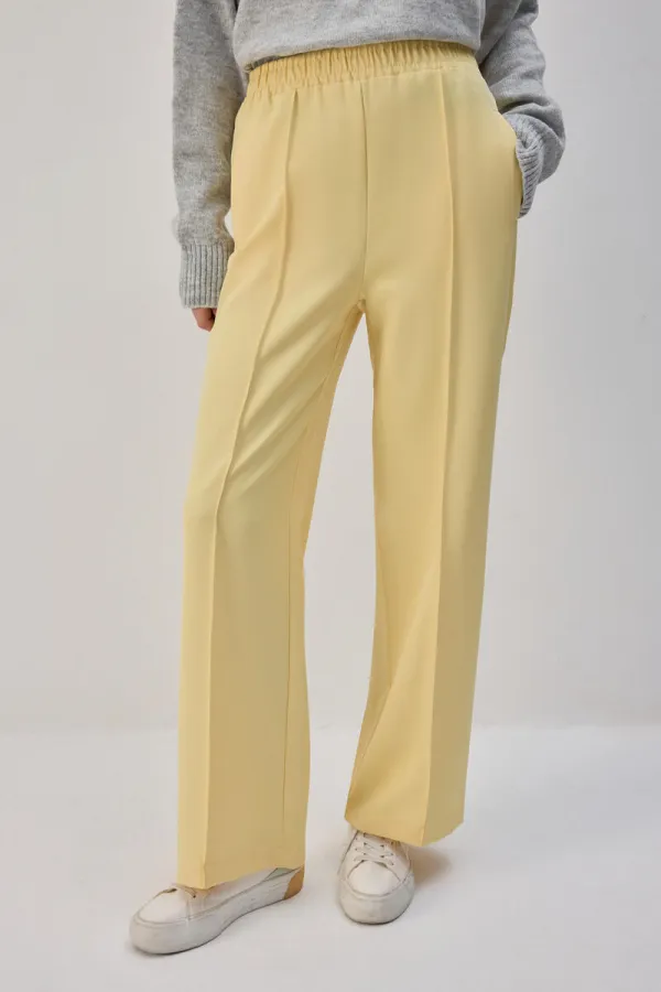 RIBBED PANTS WITH ELASTIC WAISTBAND RIBBED PANTS WITH ELASTIC WAISTBAND