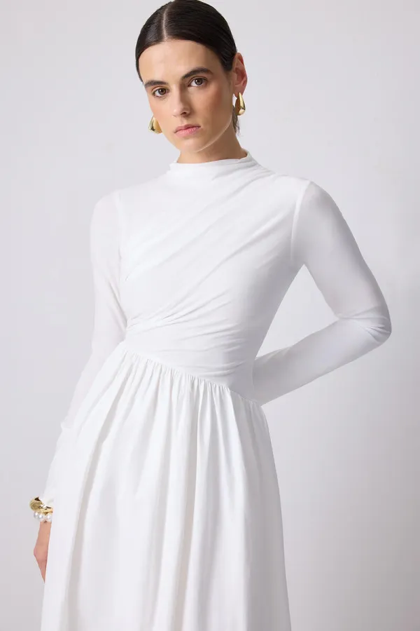 DRAPE DETAYLI ASİMETRİK ELBİSE