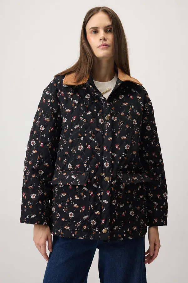 ÇİÇEK DESENLİ GABARDİN CEKET