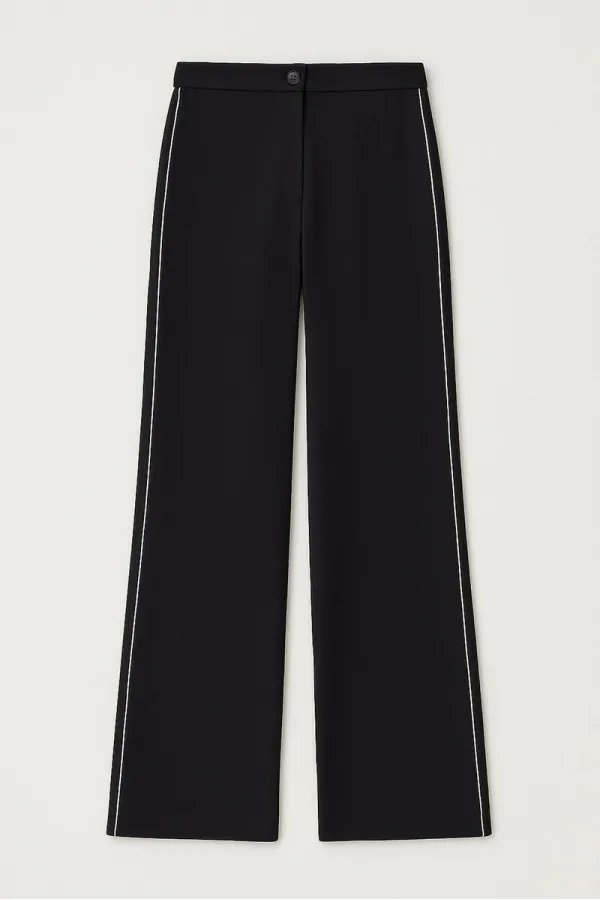 CREPE PANTS WITH PIPING DETAIL CREPE PANTS WITH PIPING DETAIL