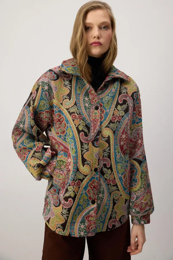 Shawl Pattern Bomber Jacket