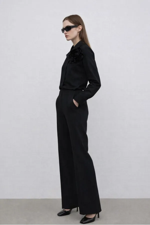 ÇİÇEK AKSESUARLI GÖMLEK BODY