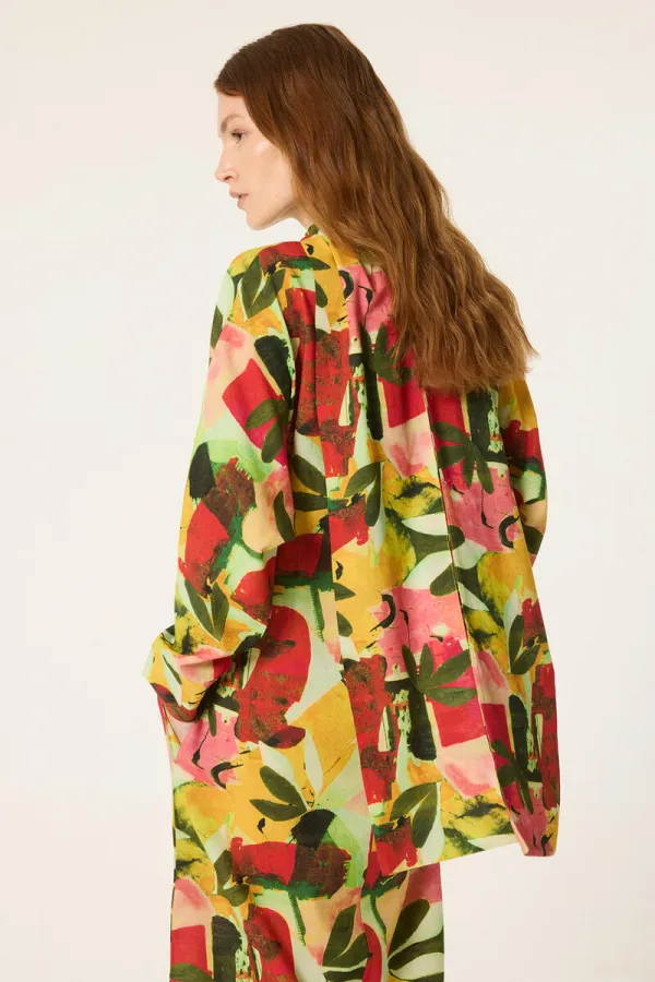 PATTERNED LINEN DRESS PATTERNED LINEN DRESS