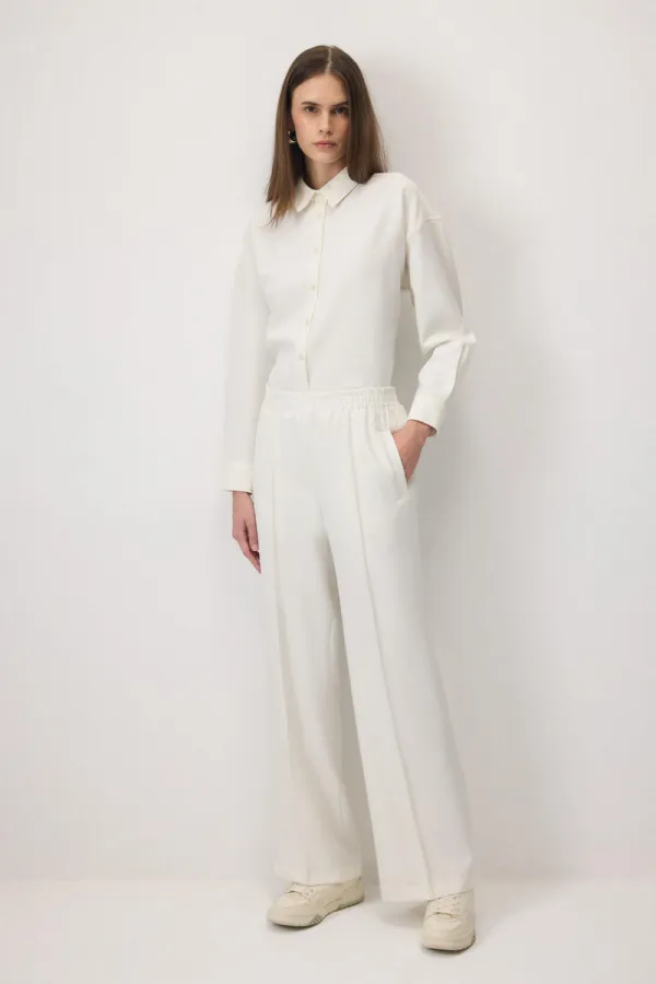 RIBBED PANTS WITH ELASTIC WAISTBAND