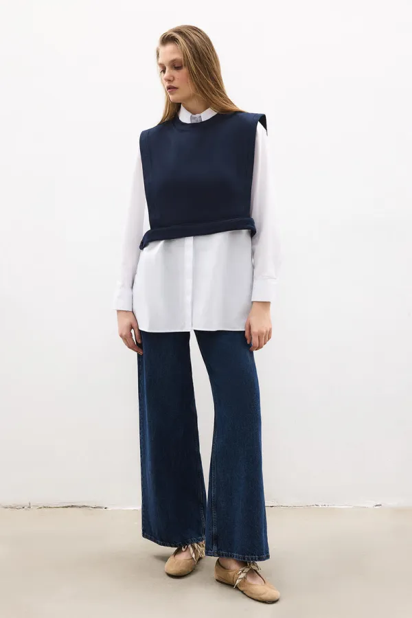 ÖRME SÜVETERLİ POPLİN GÖMLEK