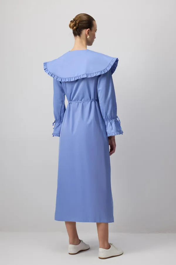 FIRFIRLI GENİŞ YAKA GÖMLEK ELBİSE