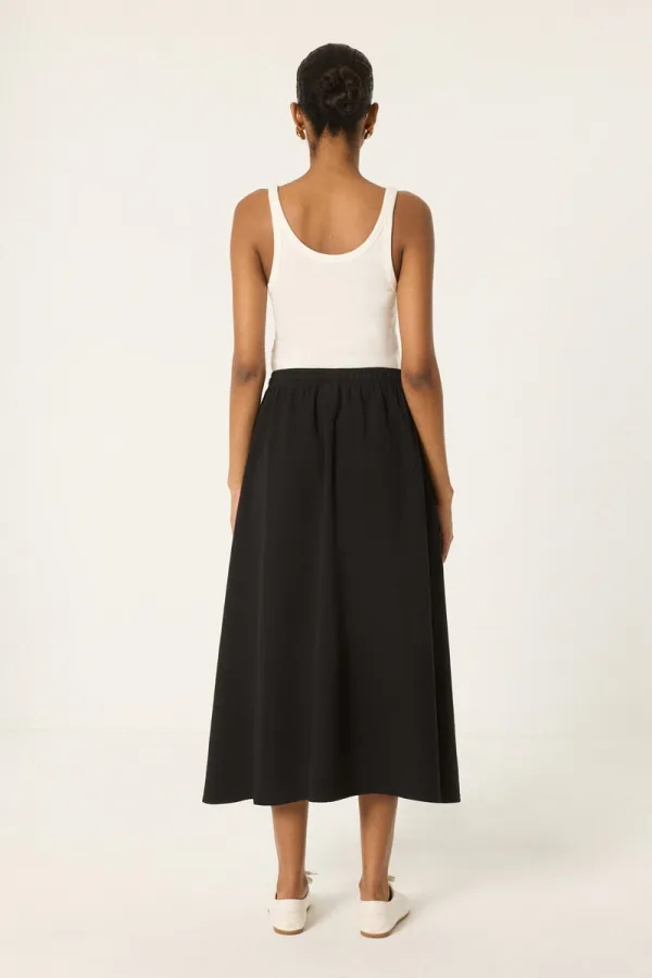 ELASTIC WAIST SKIRT WITH POCKETS