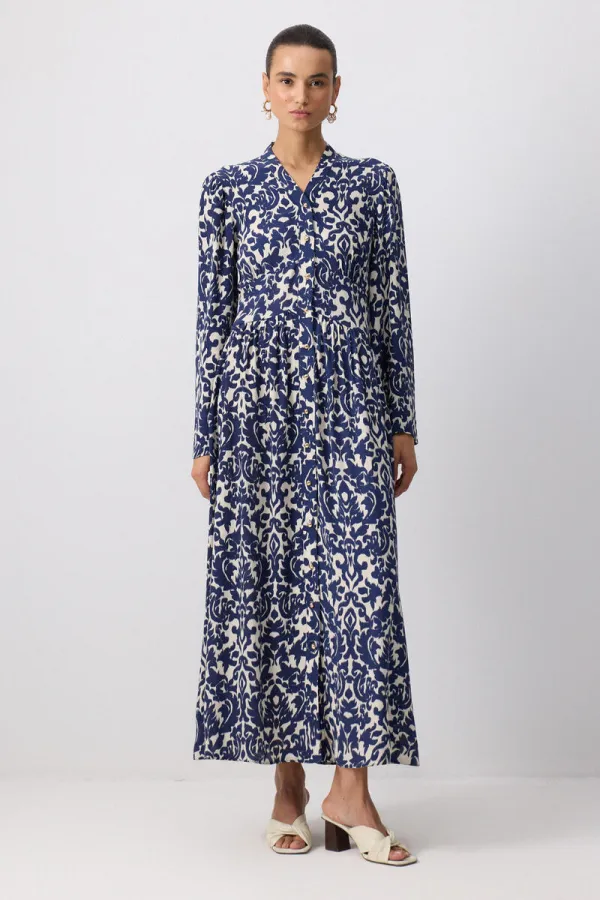 DESENLİ VİSKON GÖMLEK ELBİSE