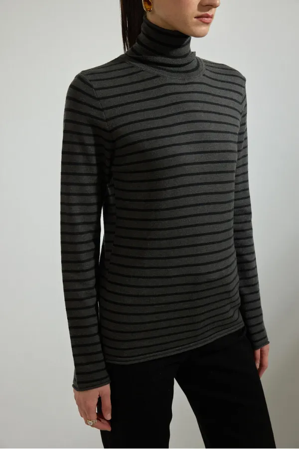 ÇİZGİLİ BOĞAZLI TRİKO KAZAK