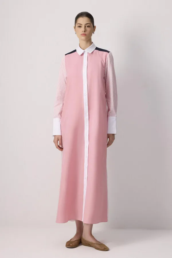 ROBE CHEMISE À COULEURS UNIES