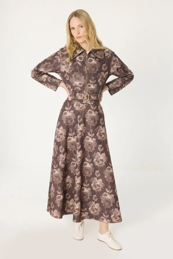 ENSEMBLE JUPE ET VESTE À MOTIFS FLORALS