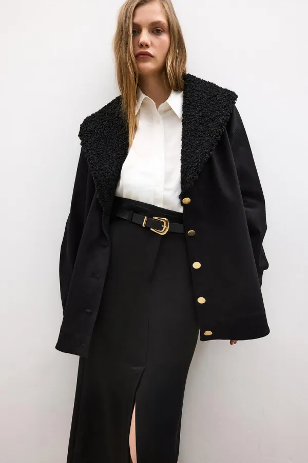 FURRY COLLAR TABARDINE JACKET FURRY COLLAR TABARDINE JACKET