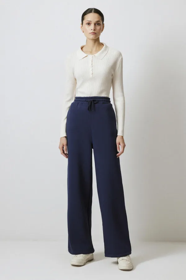 BELİ LASTİKLİ ŞARDONLU ÖRME PANTOLON