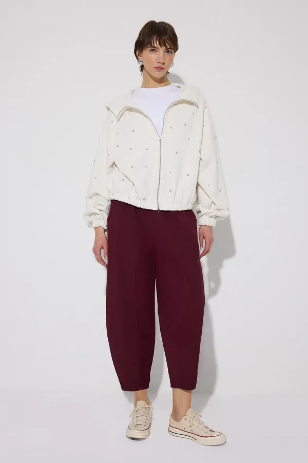 GABARDINE BALLOON PANTS WITH ELASTIC WAISTBAND