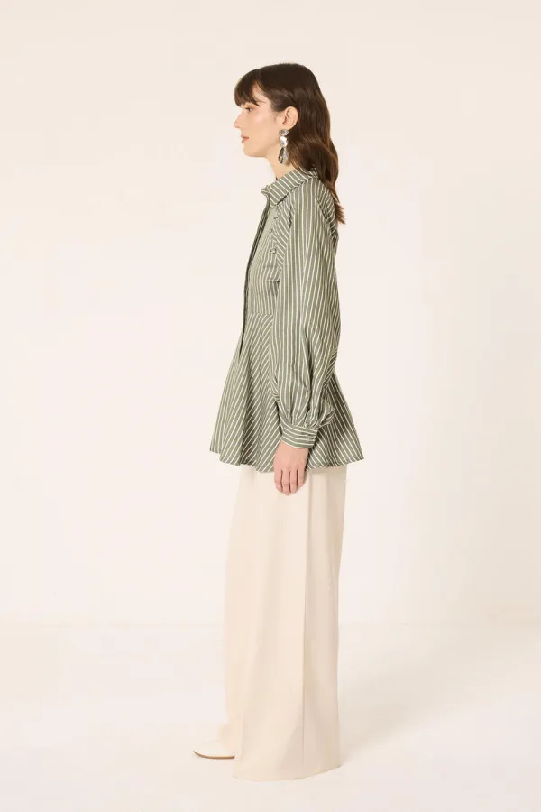STRIPED PEPLUM SHIRT STRIPED PEPLUM SHIRT
