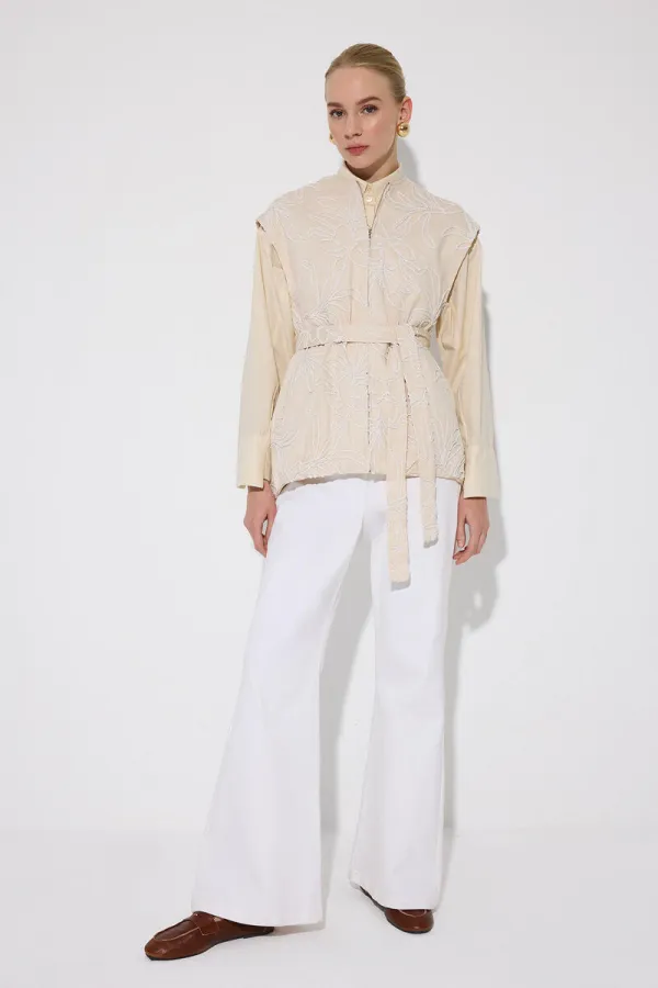 NAKIŞLI UZUN GABARDİN YELEK