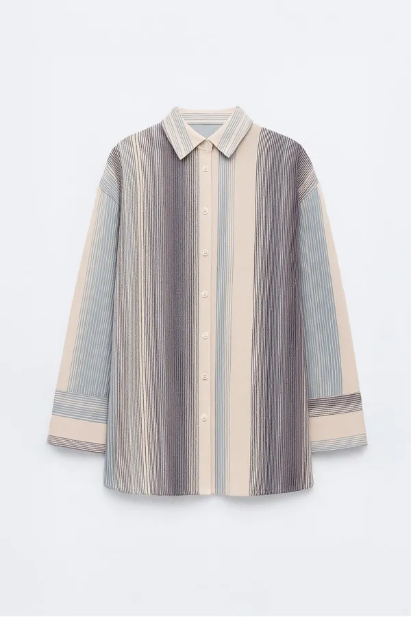STRIPED COTTON BLEND OVERSIZE SHIRT