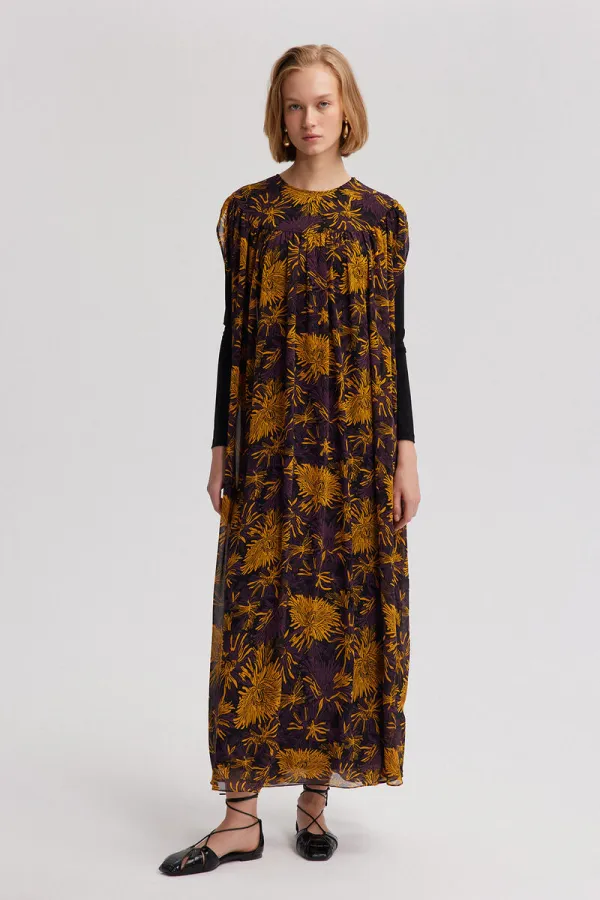 DESENLİ ŞİFON ELBİSE