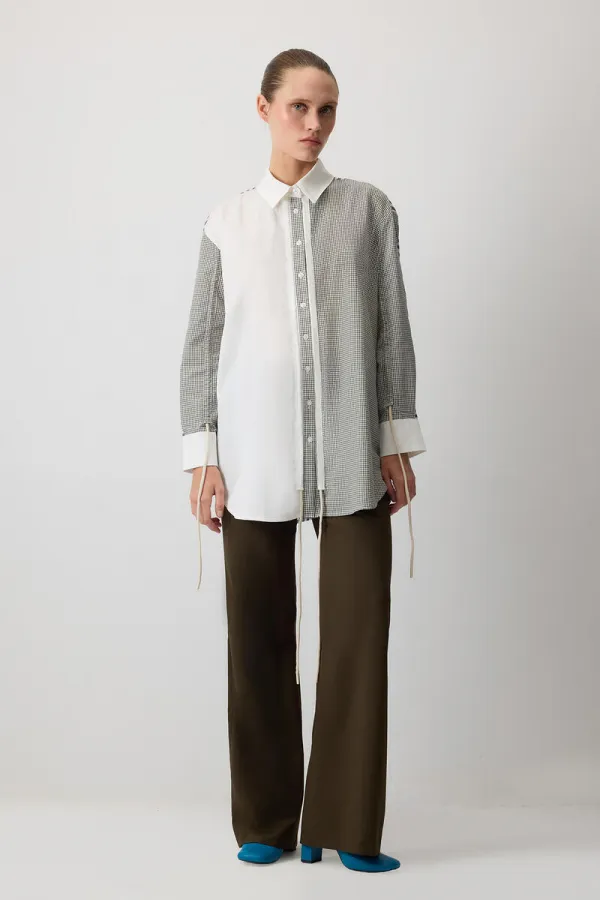 BLOCK COLOR RUSHED POPLIN SHIRT