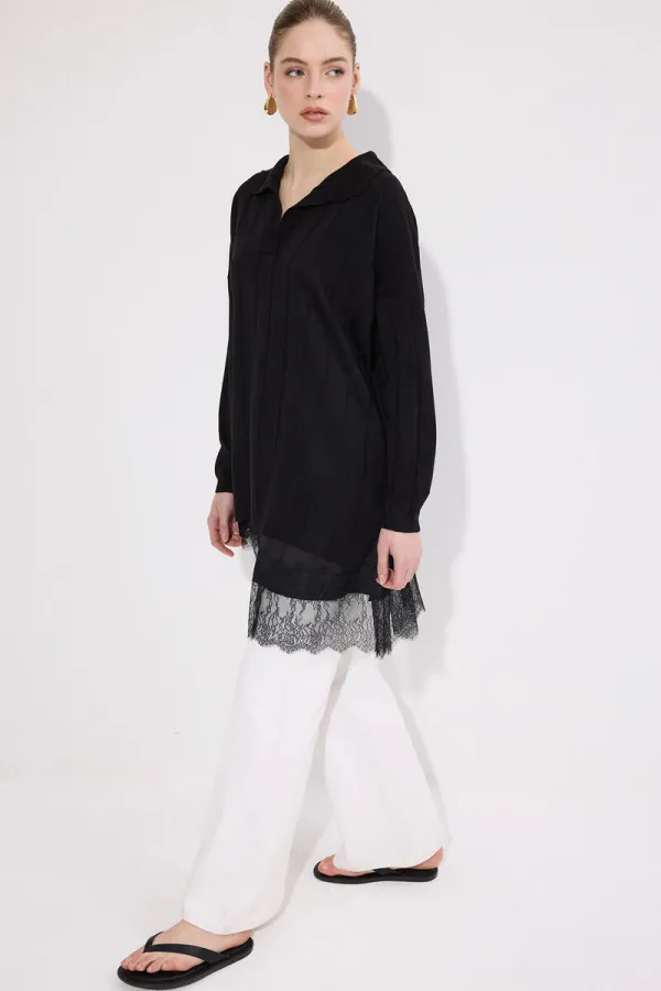 COLLARED KNITTED TUNIC