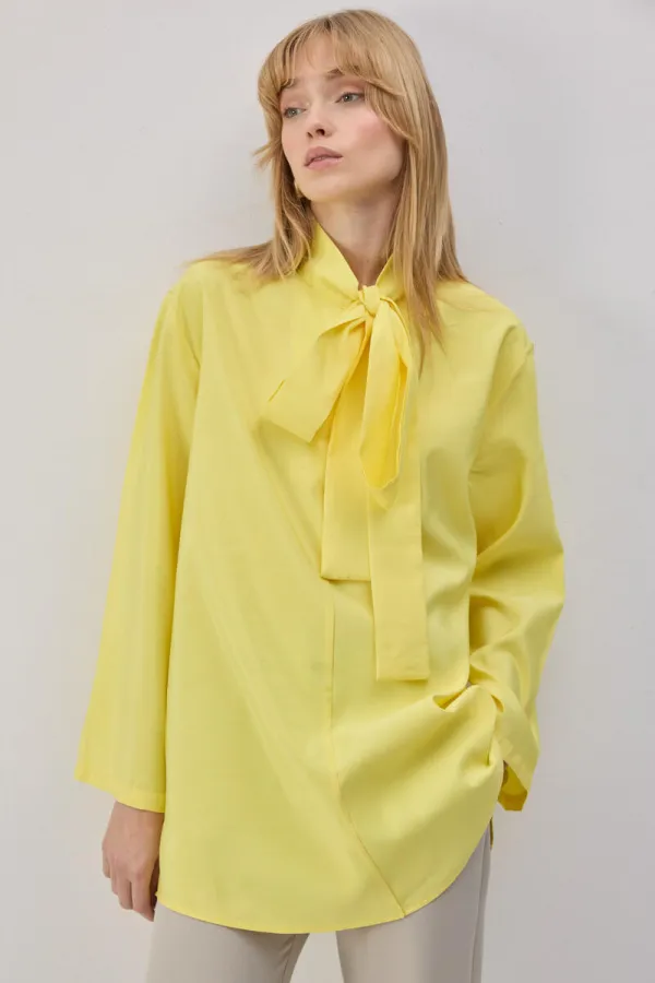 CUPRA TUNIC WITH TYING COLLAR