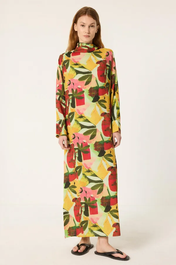 PATTERNED LINEN DRESS PATTERNED LINEN DRESS
