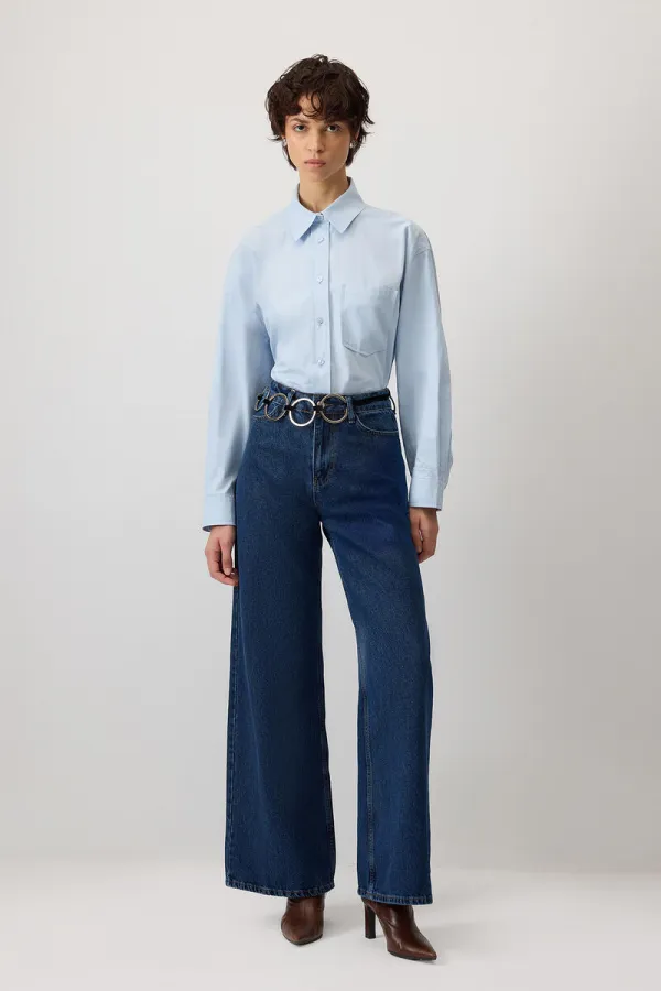PANTALON EN JEAN À JAMBES LARGES