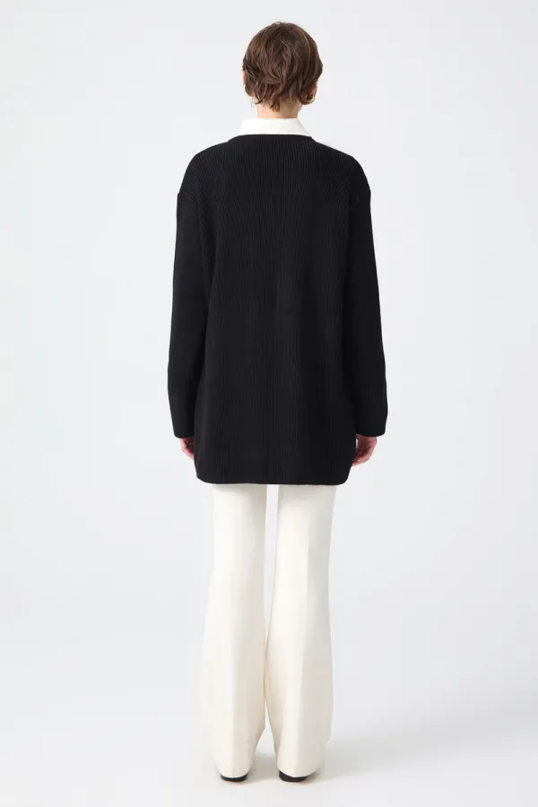 LONG CARDIGAN WITH GOLD BUTTONS