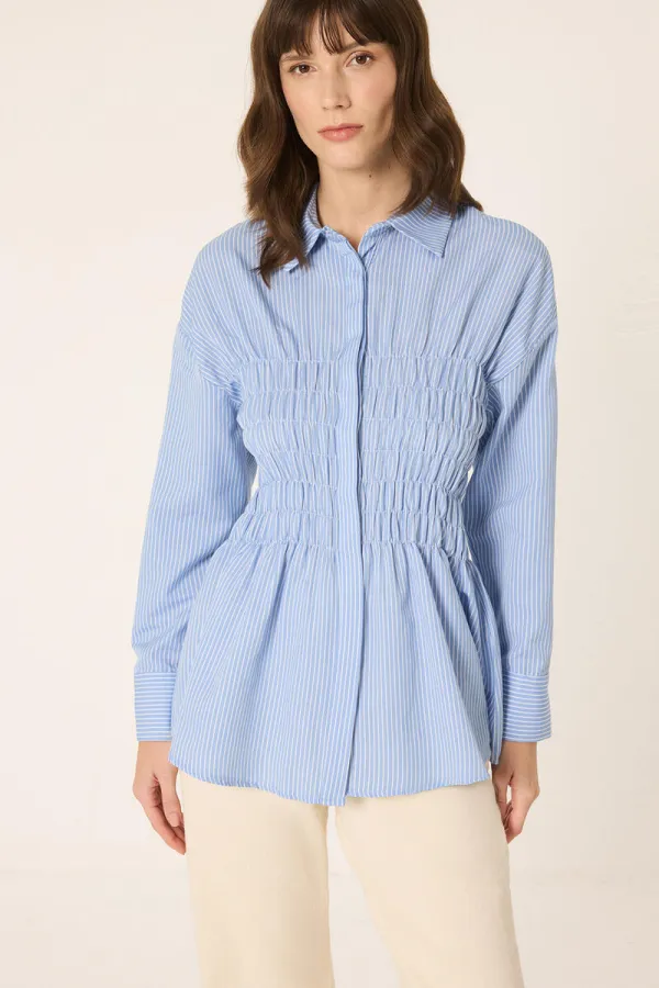 GİPE DETAYLI POPLİN GÖMLEK