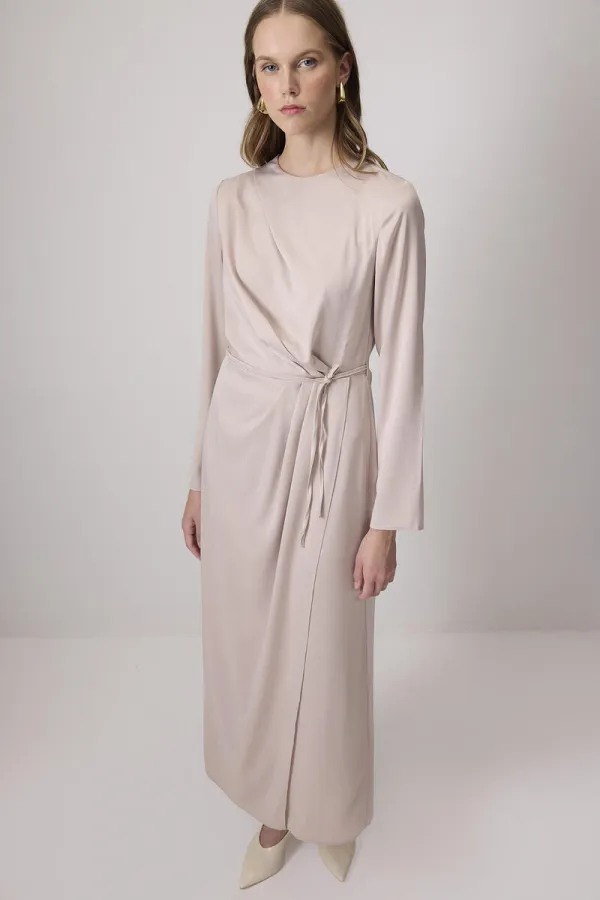 DRAPELİ SATEN ELBİSE