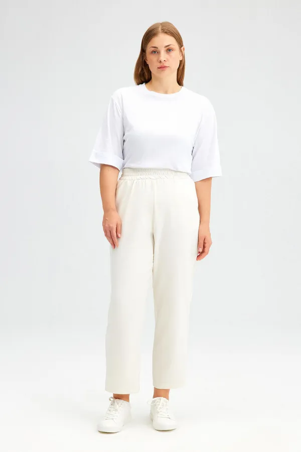 Crepe pants with elastic waistband Crepe pants with elastic waistband
