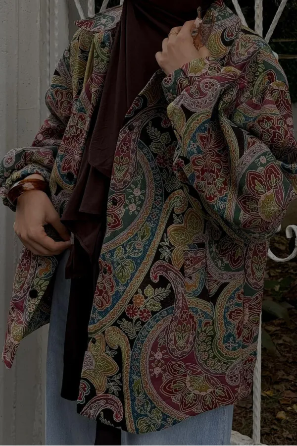 Shawl Pattern Bomber Jacket