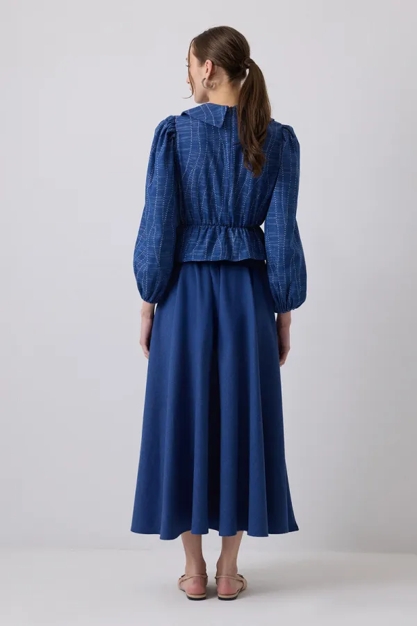 DENIM EFFECT BLOUSE AND SKIRT SET DENIM EFFECT BLOUSE AND SKIRT SET