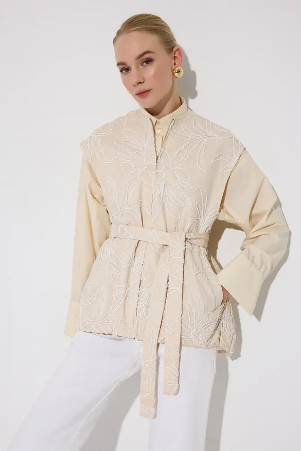 NAKIŞLI UZUN GABARDİN YELEK