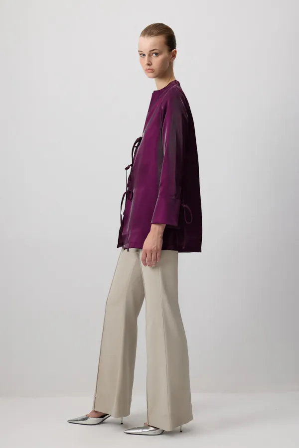 ÖNÜ BAĞLAMALI SİMLİ CEKET