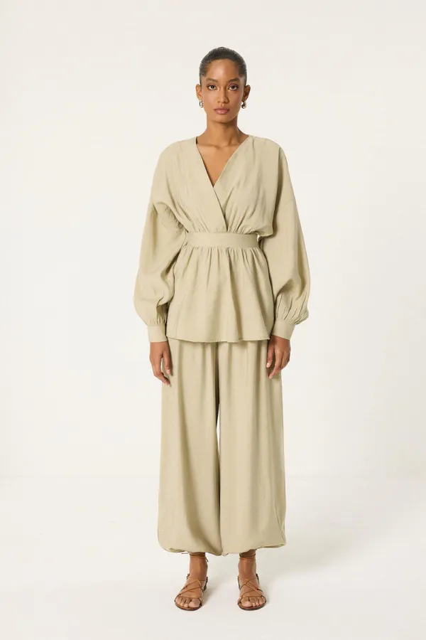 PEPLUM TUNIC AND SHALWARS PANTS 2-PIECE SET