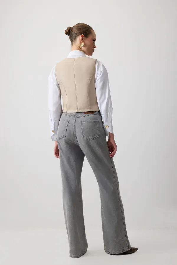 GILET BLAZER EN CUIR VEGAN