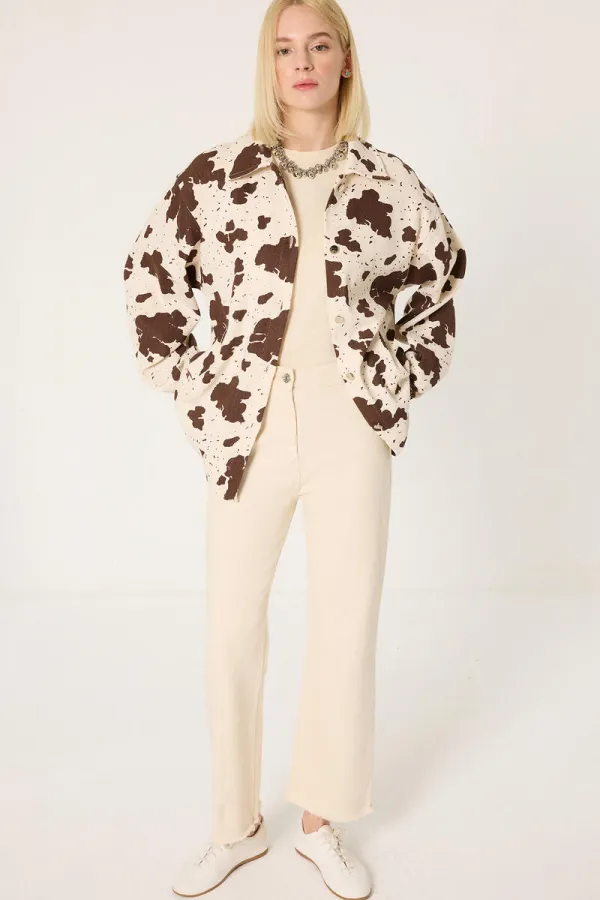 VESTE EN GABARDINE MINEURE À MOTIFS