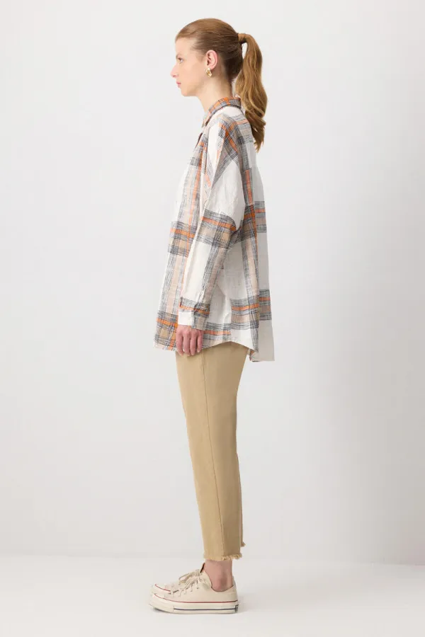 100% COTTON PLAID OVERSIZE SHIRT