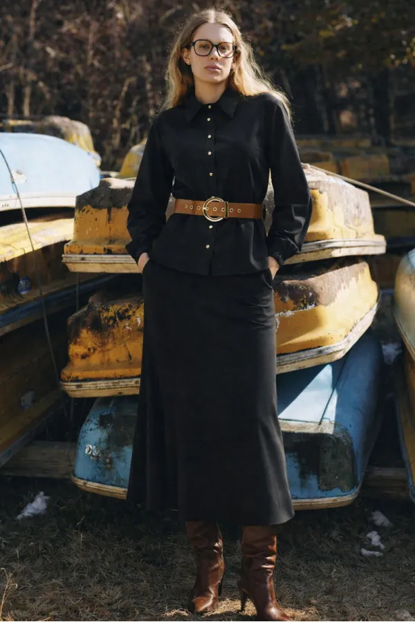 ENSEMBLE CHEMISE ET JUPE TEXTURÉES AVEC CEINTURE