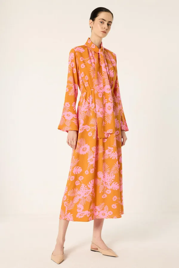 PLEATED PATTERNED DRESS PLEATED PATTERNED DRESS