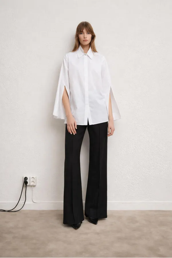 DOUBLE COLLAR SLEEVE ZIPPERED SHIRT DOUBLE COLLAR SLEEVE ZIPPERED SHIRT
