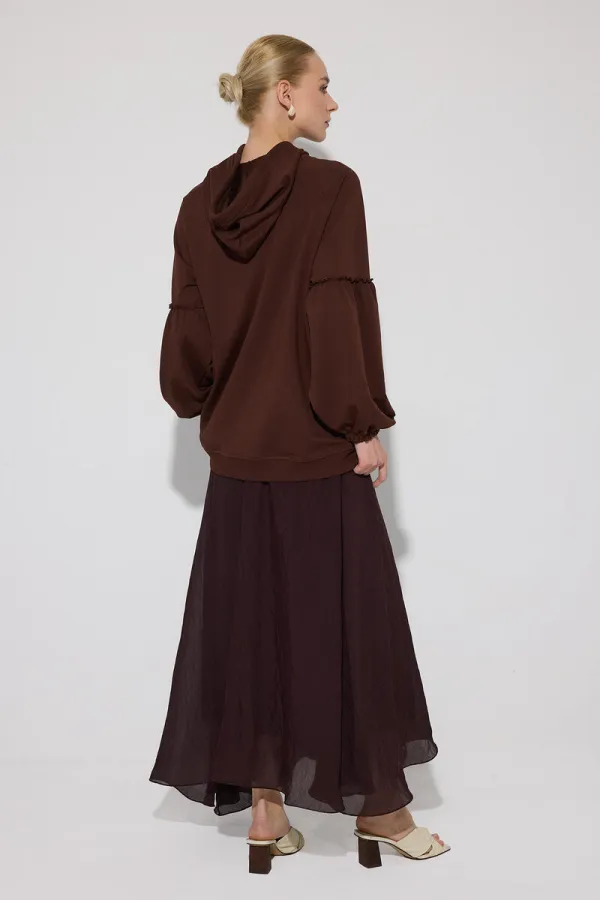 Balloon Sleeve Hooded Sweatshirt