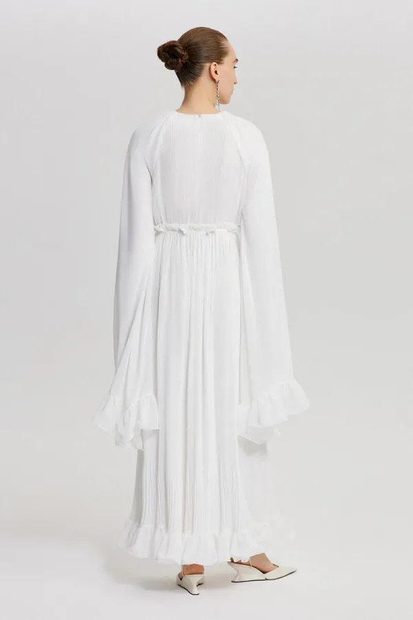 VOLANLI ŞİFON ELBİSE